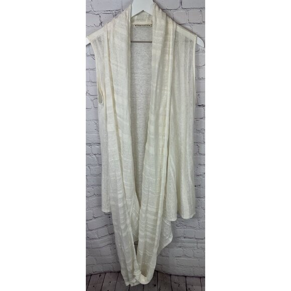 ALICE + OLIVIA Cream Sleeveless Wrap Drapey Infinity Cardigan Sweater Medium - Picture 1 of 8